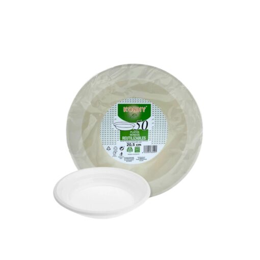 PLATO PLÁSTICO HONDO 20'5cm - 50Uds. C/20 KONNY