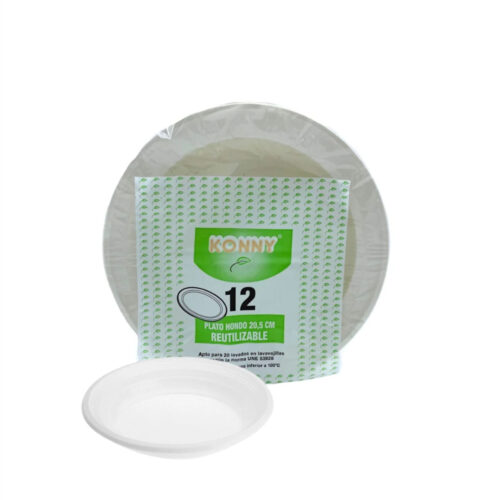 PLATO PLÁSTICO HONDO 20'5cm - 12Uds. C/60 KONNY