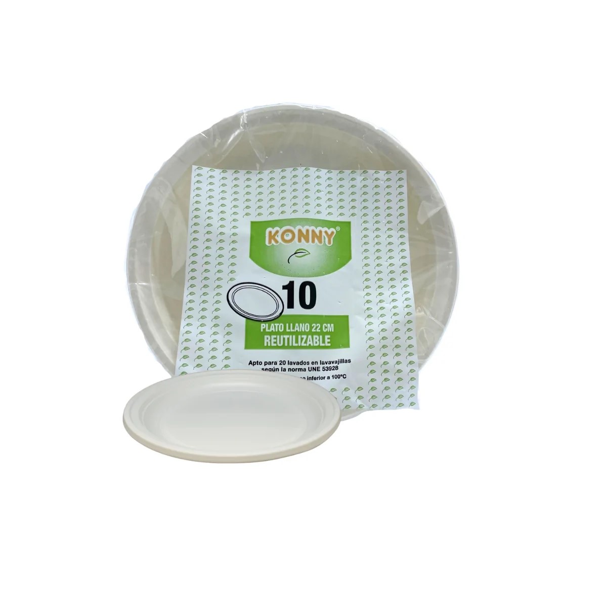 PLATO PLÁSTICO LLANO 22cm - 10Uds. C/80 KONNY