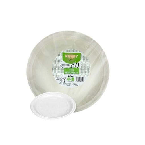 PLATO PLÁSTICO LLANO 22cm - 50Uds. C/20 KONNY
