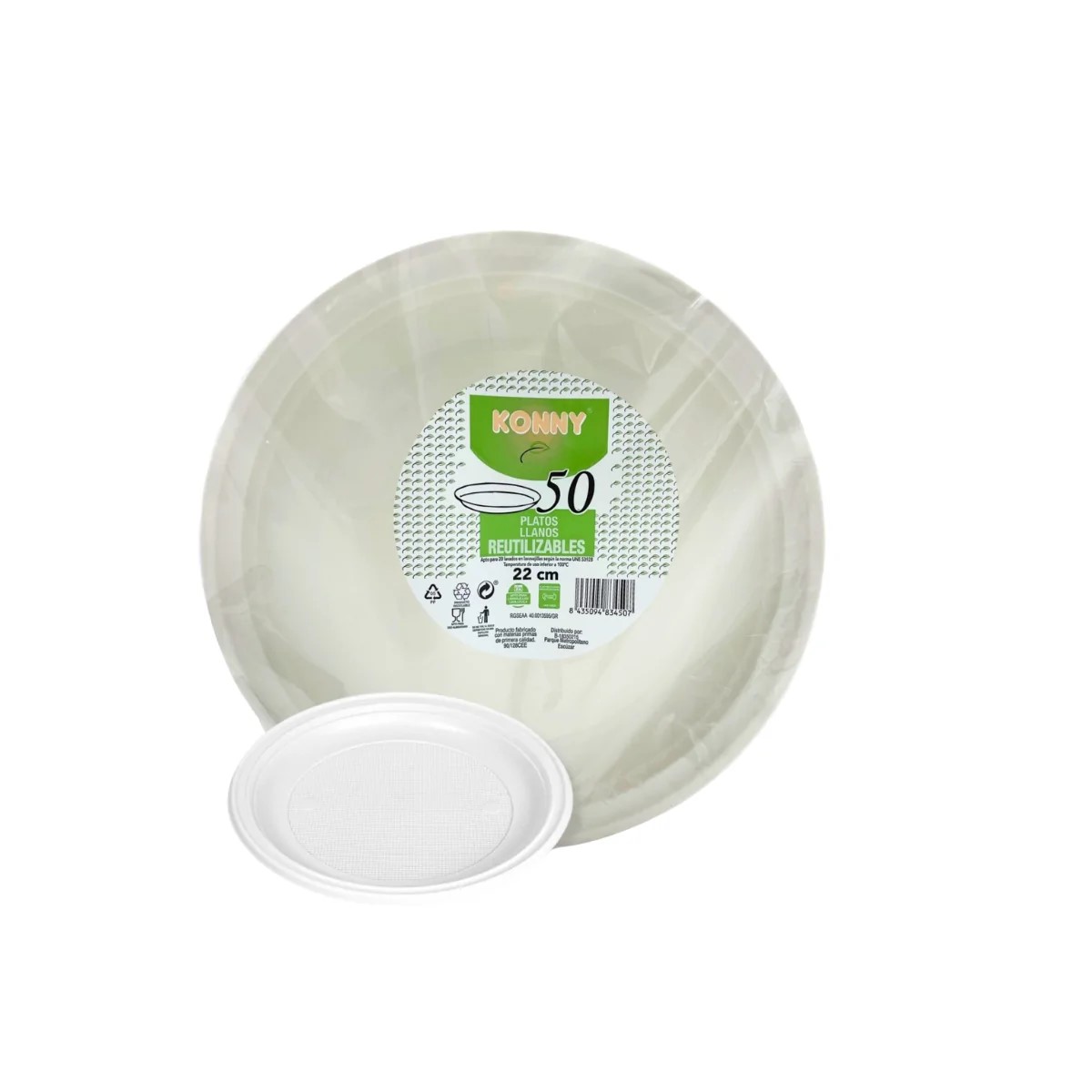 PLATO PLÁSTICO LLANO 22cm - 50Uds. C/20 KONNY