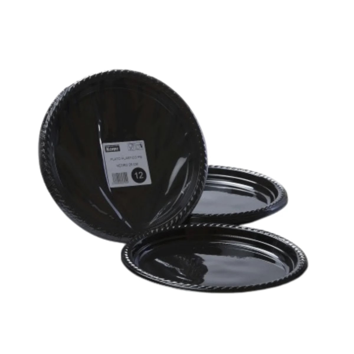 PLATO PLÁSTICO NEGRO 26cm - 12Uds. C/40 KONNY