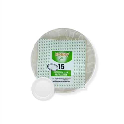 PLATO PLÁSTICO POSTRE 17cm - 15Uds. C/100 KONNY