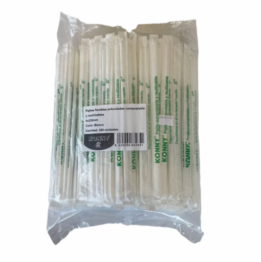 CAÑITA PLA FLEXIBLE BLANCA ENFUNDADA 6X23 - 250Uds. C/8