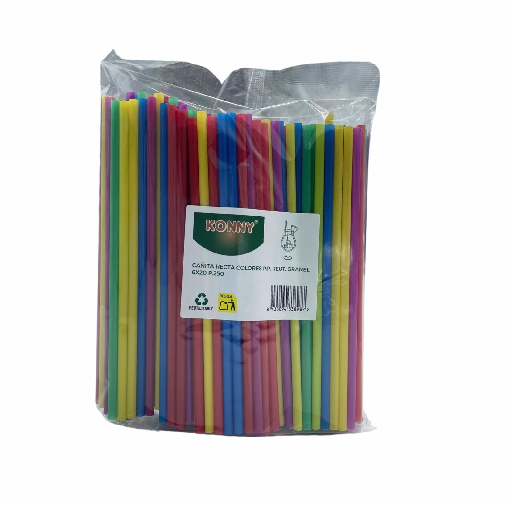 CAÑITA RECTA COLORES GRANEL 6x20 - 250Uds. C/20