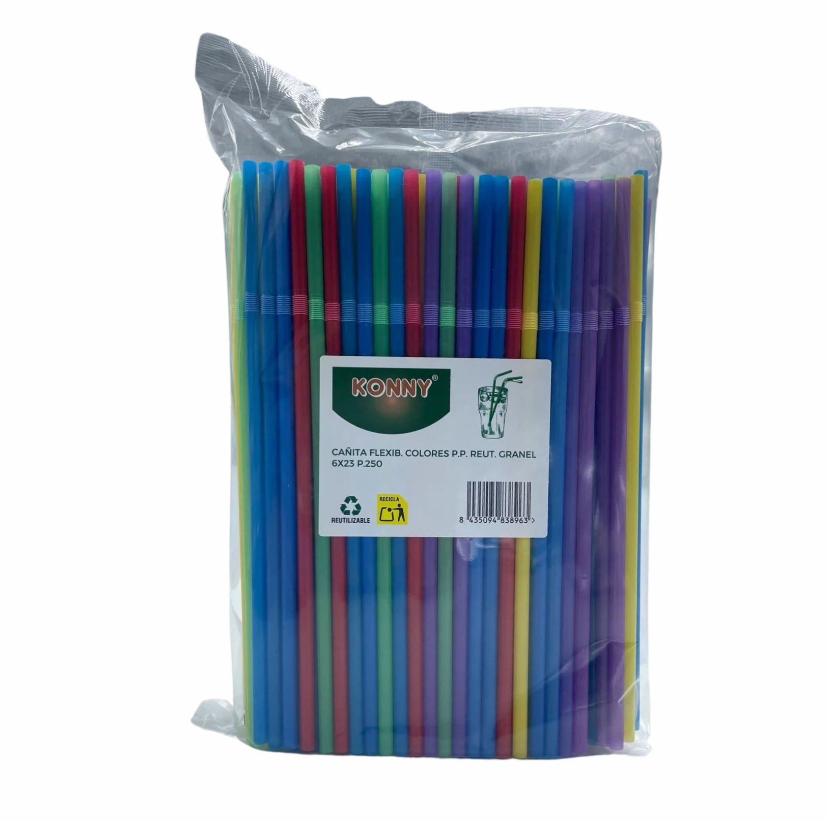 CAÑITA FLEXIBLE COLORES GRANEL 6x23 - 250Uds. C/20