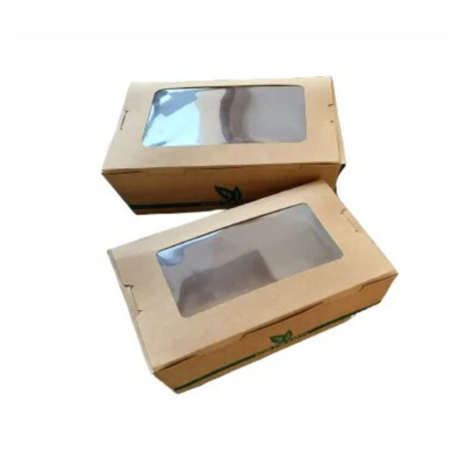 ENVASE CARTÓN KRAFT CON VENTANA 2100ml. - 50Uds. C/4 (194x140x66)
