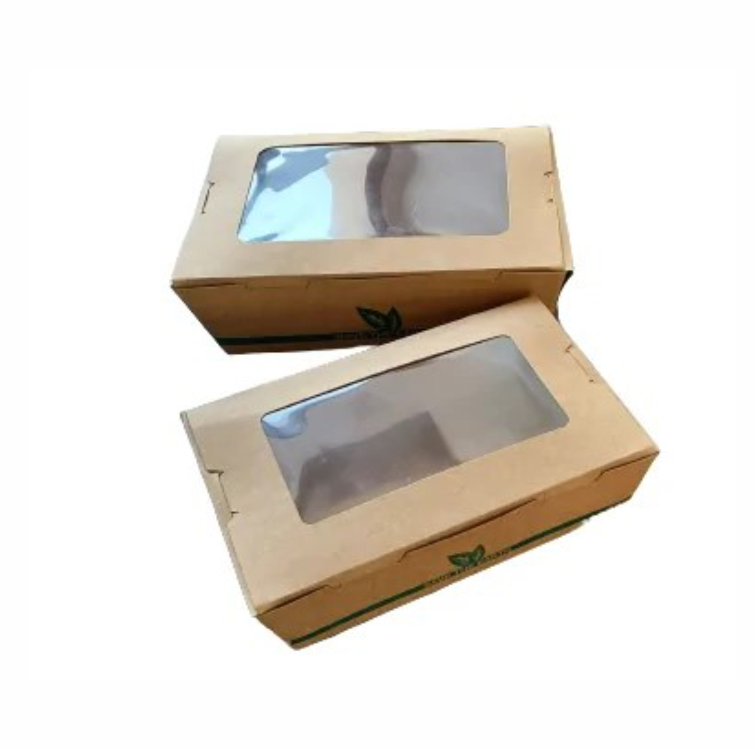 ENVASE CARTÓN KRAFT CON VENTANA 2100ml. - 50Uds. C/4 (194x140x66)