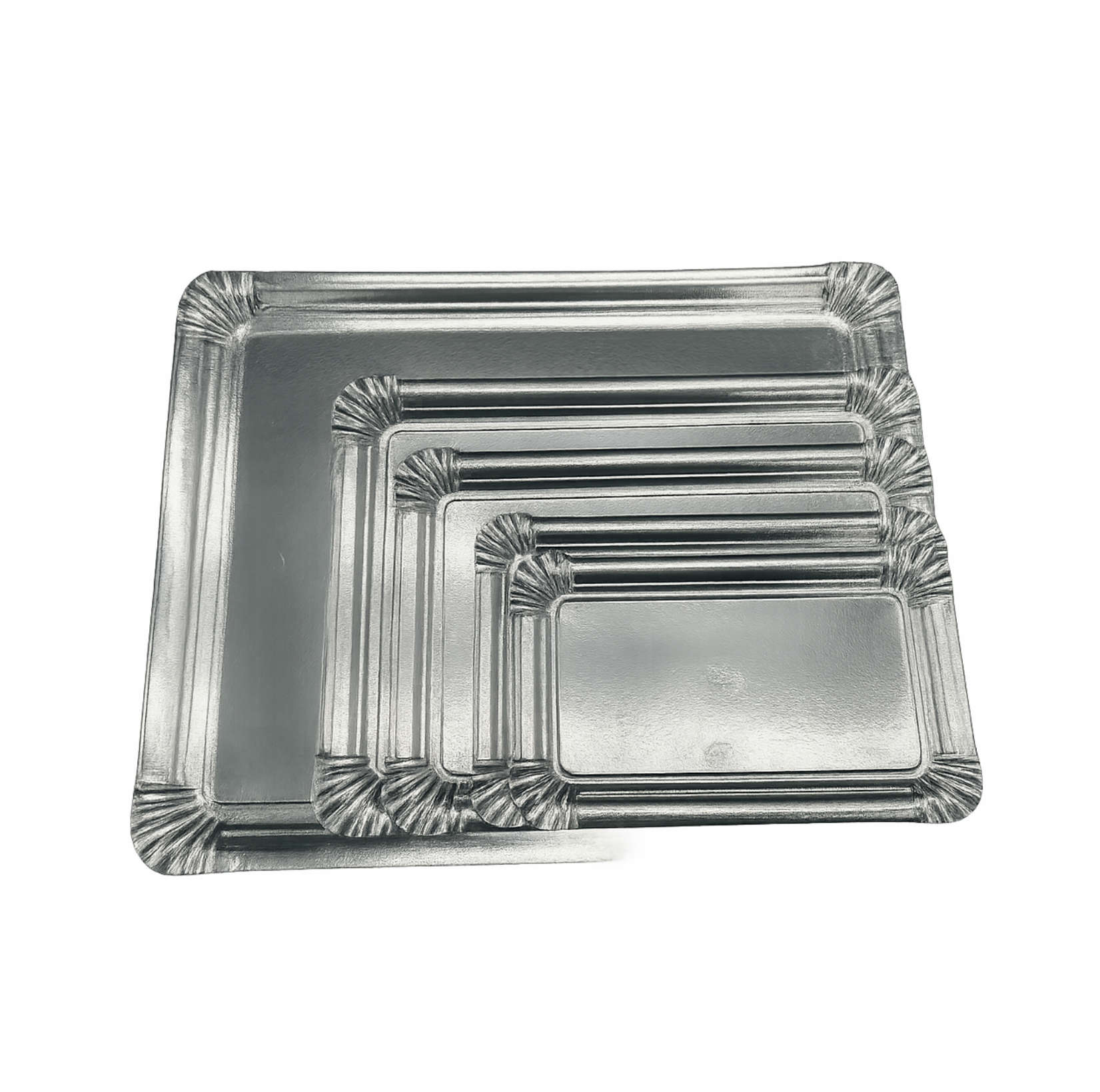 BANDEJA CARTÓN PASTELERÍA PLATA Nº3 - 12X19cm - 100Uds.