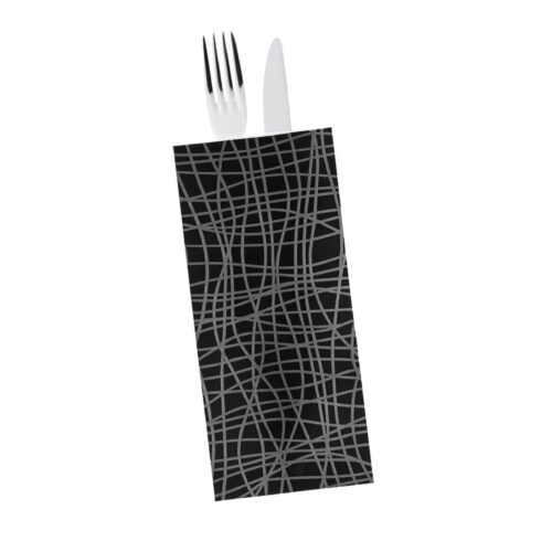 BOLSA PAPEL PORTACUBIERTOS NEGRO RAYAS – 125Uds. C/8
