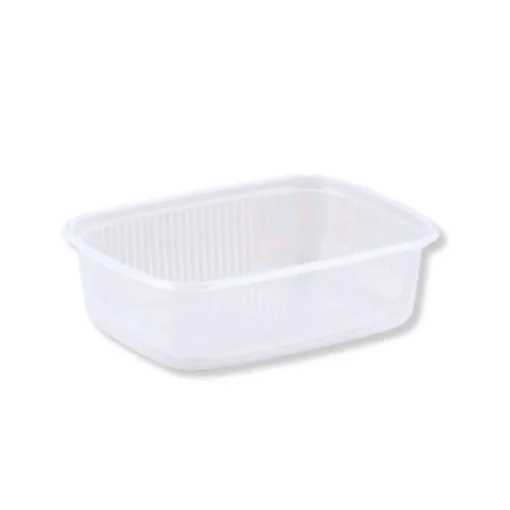 TARRINA RECTANGULAR 150ml PP TRANSPARENTE SIN TAPA – 108x88x32mm – 1000Uds. (TT)