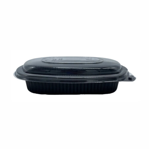 TARRINA RECTANGULAR NEGRA + TAPA 650ml - 221x151x25mm - 300Uds.