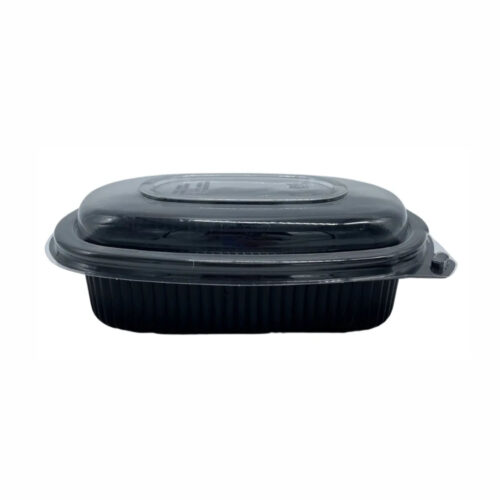 TARRINA RECTANGULAR NEGRA + TAPA 750ml - 221x151x34mm - 300Uds.