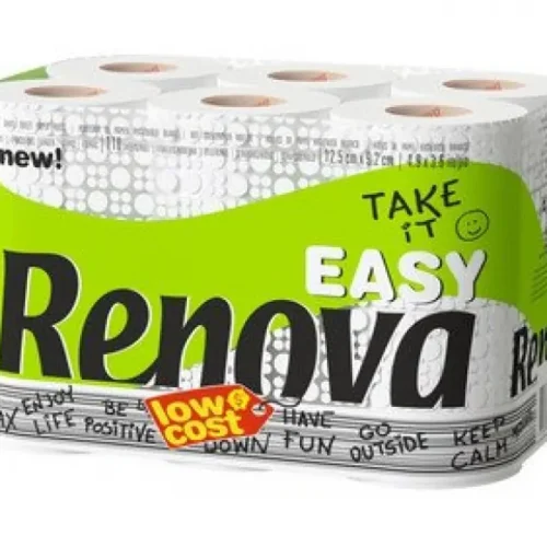 PAPEL HIGIÉNICO DOBLE CAPA RENOVA EASY BLANCO - 12 Rollos x 9 Paquetes