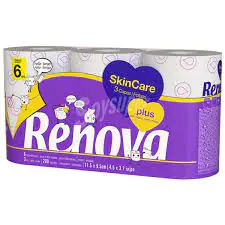 PAPEL HIGIÉNICO 3 CAPAS PERFUMADO SKIN CARE RENOVA - 6 Rollos x 10 Paquetes