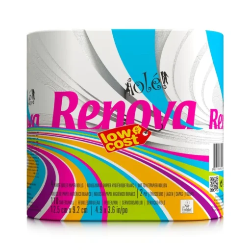 PAPEL HIGIÉNICO DOBLE CAPA RENOVA OLÉ - 4 Rolos x 16 Paquetes