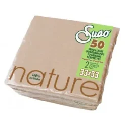 SERVILLETAS 33x33 NATURAL PUNTA PUNTA DOBLE CAPA 50Uds. - 20 Paquetes