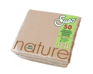 SERVILLETAS 33x33 NATURAL PUNTA PUNTA DOBLE CAPA 50Uds. - 20 Paquetes