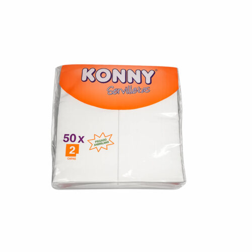 SERVILLETAS 40x40 BLANCA DOBLE CAPA PLEGADO AMERICANO KONNY 50Uds. - 48 Paquetes