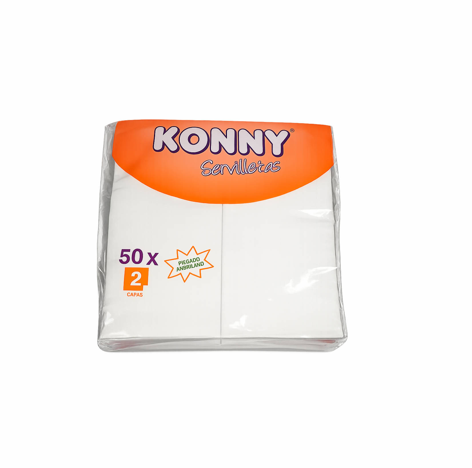SERVILLETAS 40x40 BLANCA DOBLE CAPA PLEGADO AMERICANO KONNY 50Uds. - 48 Paquetes