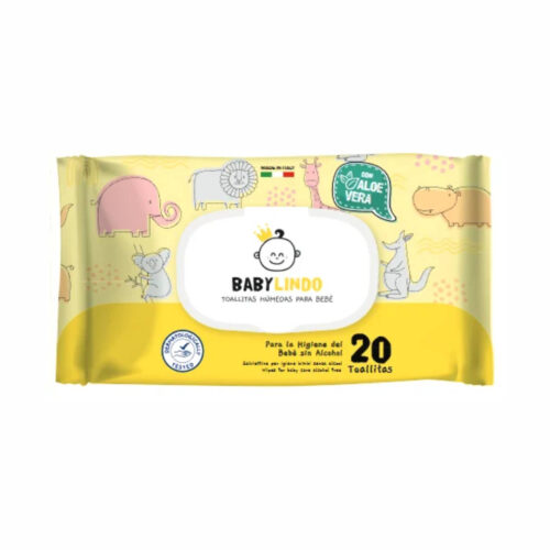 TOALLITAS HÚMEDAS PARA BEBÉ CON ALOE VERA BABY LINDO - 20Uds. - 24 Paquetes