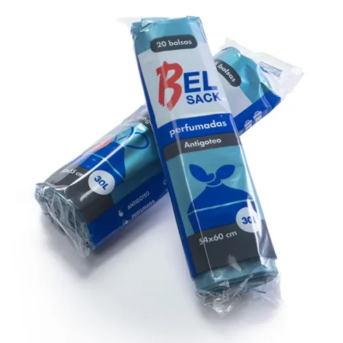 BOLSA BASURA 55x60 (30L.) AUTOCIERRE PREFUMADA AZUL BELSACK 15Uds. - 48 Rollos
