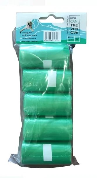 BOLSA BASURA 22x33 PERROS TREVENQUE - 300 Rollos en pack de 5 Rollos de 15 Bolsas