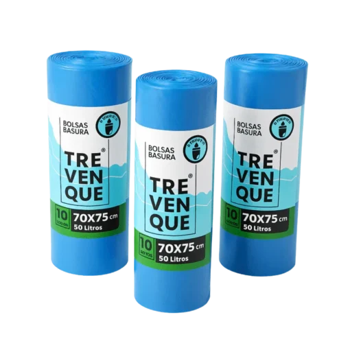 BOLSA BASURA 70x75 (50L.) AUTOCIERRE PERFUMADA AZUL TREVENQUE 10Uds. - 21 Rollos