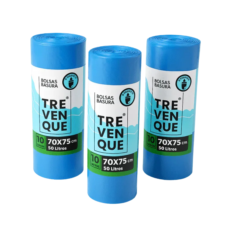 BOLSA BASURA 70x75 (50L.) AUTOCIERRE PERFUMADA AZUL TREVENQUE 10Uds. - 21 Rollos