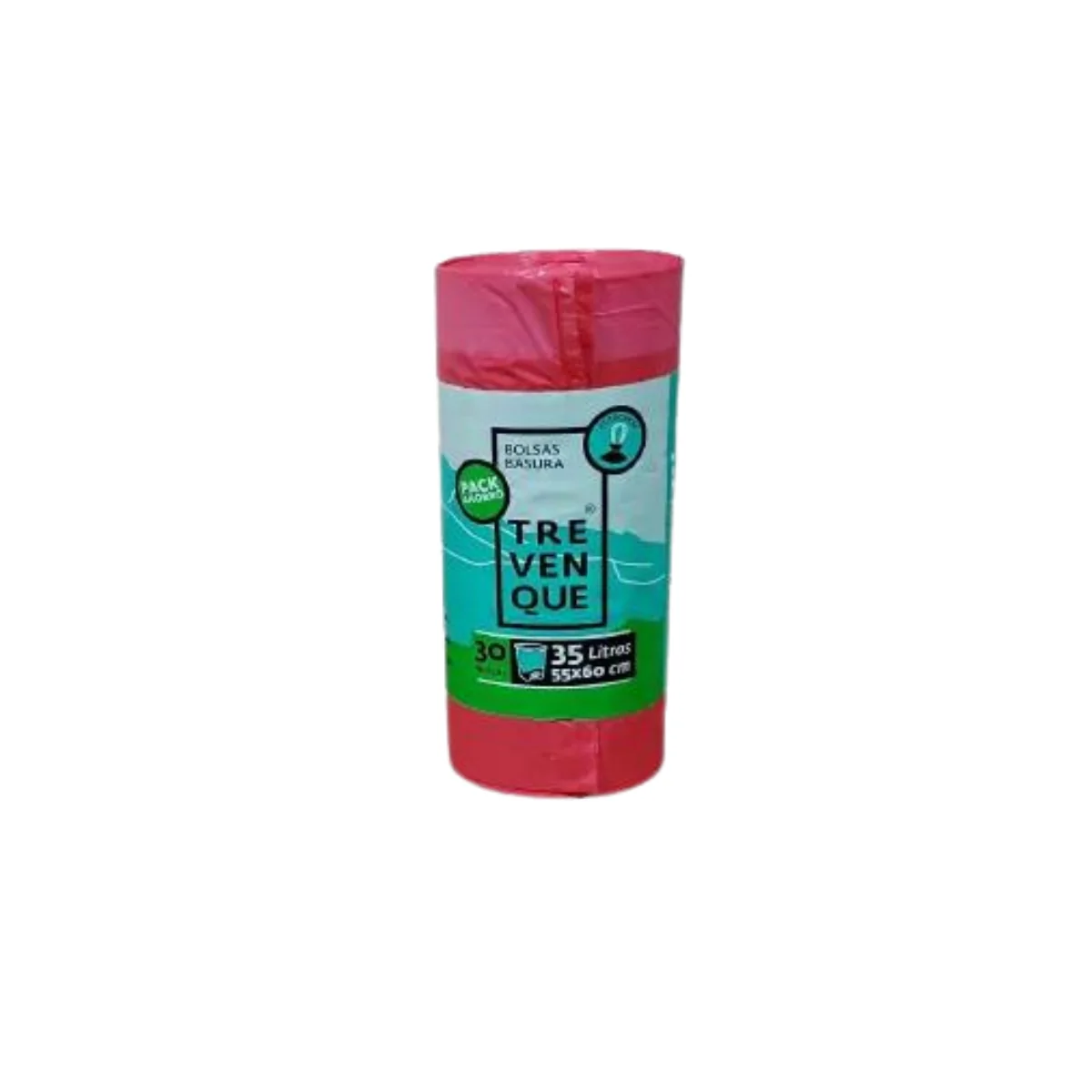 BOLSA BASURA 55x60 (30L.) AUTOCIERRE PREFUMADA ROJA TREVENQUE AHORRO 30Uds. - 15 Rollos
