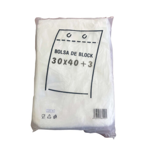 BOLSA BLOCK COMPOSTABLE 30x40+3 TRANSPARENTE ESTANDAR - 900Uds. / 5 Paquetes