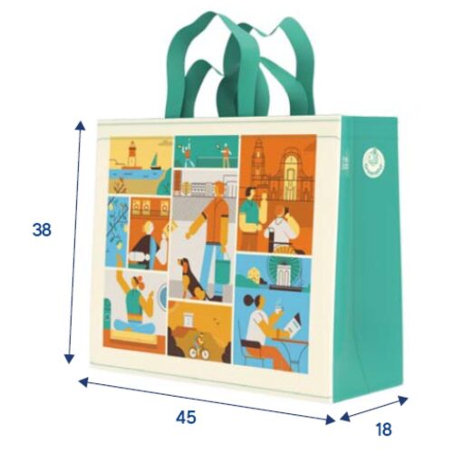 BOLSA RAFIA 45x38+18 REUTILIZABLE - 100Uds. GREEN BAG