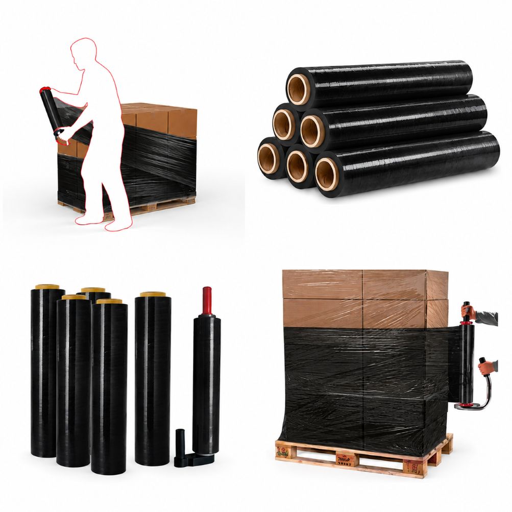 FILM PALETIZAR ESTIRABLE MANUAL NEGRO (BOBINAS) - 1,25Kg. -23µm - 500mm x 120mtr. - 6Uds.