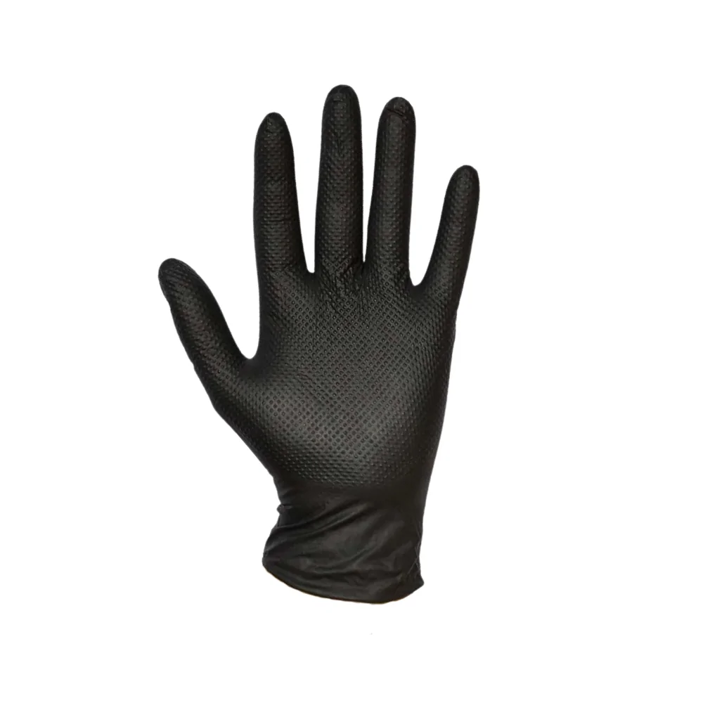 GUANTE DE NITRILO DIAMANTADO NEGRO - TALLA L - 50Uds. - 10 Paquetes